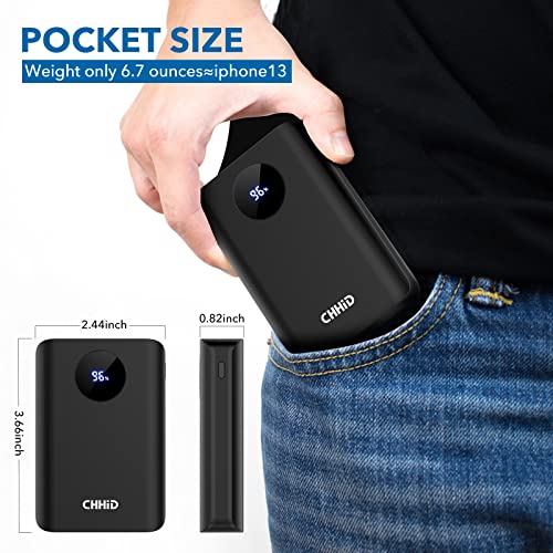 CHHID 5V 2A Heated Vest Battery Pack,PD 22.5W Fast Charging 10000mAh Power Bank,LCD Display Portable Charger with USB-C Fast Charging Cord,Battery Phone Charger for iPhone,Android etc.