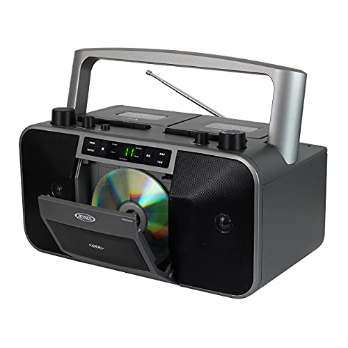 JENSEN MCR-1500 Portable Stereo CD Player and Dual-Deck Cassette Player/Recorder with AM/FM Radio, Gray