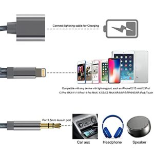 LMUBOY Lightning to 3.5mm Aux Cord for iPhone with Charging Port,Car Audio Aux Cable Compatible with iPhone 13 12 11 Mini Max Pro X XR XS Se 8 8P 7 7P,Work with Speaker/Stereo/Headphone