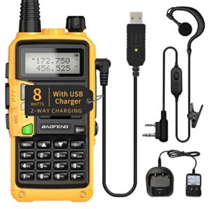 baofeng uv-s9 plus(upgrade of uv-5r) 8-watt 2200mah larger battery with usb charger cable rechargeable long rang vhf uhf dual band amateur ham two way radio(orange)