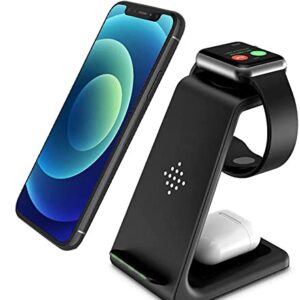 Wireless Charger Stand Dock 3 in 1 Fast Qi Wireless Charging Station for Multiple Devices Apple Watch 7/6/SE/5/4/3/2,Airpods Pro 2,iPhone 14/13/13Pro Max/12/12Pro/SE/X/XR/XS/8/pixel 7/Pixel 6/Android