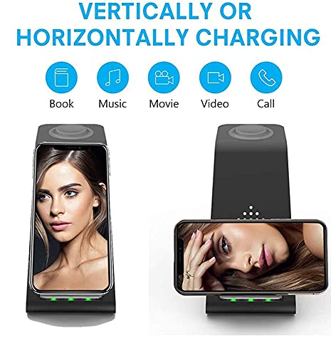 Wireless Charger Stand Dock 3 in 1 Fast Qi Wireless Charging Station for Multiple Devices Apple Watch 7/6/SE/5/4/3/2,Airpods Pro 2,iPhone 14/13/13Pro Max/12/12Pro/SE/X/XR/XS/8/pixel 7/Pixel 6/Android