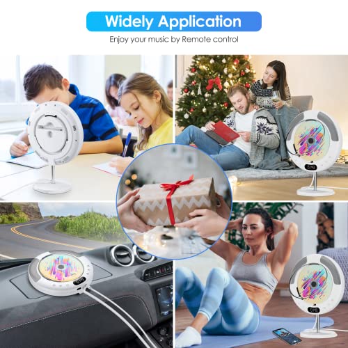 Portable CD Player, Wall Mounted CD Player for Home, Bluetooth Desktop Music Kpop CD Player for Car, Audio Boombox with Remote Control, Built-in HiFi Speakers, LED Screen, FM Radio, AUX Input Output