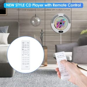 Portable CD Player, Wall Mounted CD Player for Home, Bluetooth Desktop Music Kpop CD Player for Car, Audio Boombox with Remote Control, Built-in HiFi Speakers, LED Screen, FM Radio, AUX Input Output