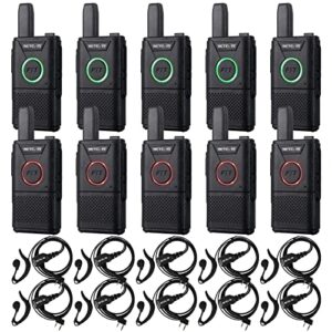 retevis rt18 dual ptt 2 way radios, walkie talkies with earpiece, metal clip, handsfree, portable frs two way radios rechargeable for restaurant school hospital retail (10 pack)