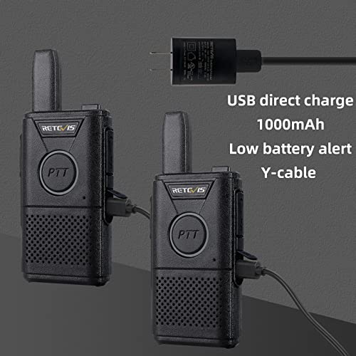 Retevis RT18 Dual PTT 2 Way Radios, Walkie Talkies with Earpiece, Metal Clip, Handsfree, Portable FRS Two Way Radios Rechargeable for Restaurant School Hospital Retail (10 Pack)
