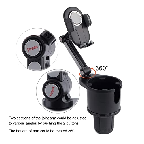 Toprema Car Cup Holder Phone Mount Multifunctional Car Cup Holder Expander Adjustable Base with 360° Rotatable Cell Phone Holder for Car