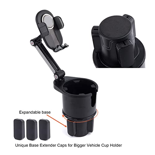 Toprema Car Cup Holder Phone Mount Multifunctional Car Cup Holder Expander Adjustable Base with 360° Rotatable Cell Phone Holder for Car