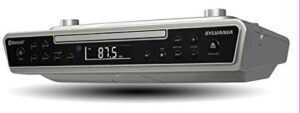 sylvania skcr2713 under counter cd player with clock radio and bluetooth, silver