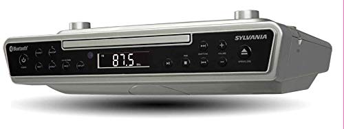 SYLVANIA SKCR2713 Under Counter CD Player with Clock Radio and Bluetooth, Silver