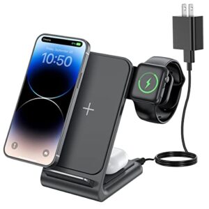 wireless charging station for multiple device apple – 3 in 1 wireless charger stand dock for apple watch 7/se/ 6/5/4/3/2, airpods 3/2/pro, iphone 13 pro/13/12pro/12/11 certified phones
