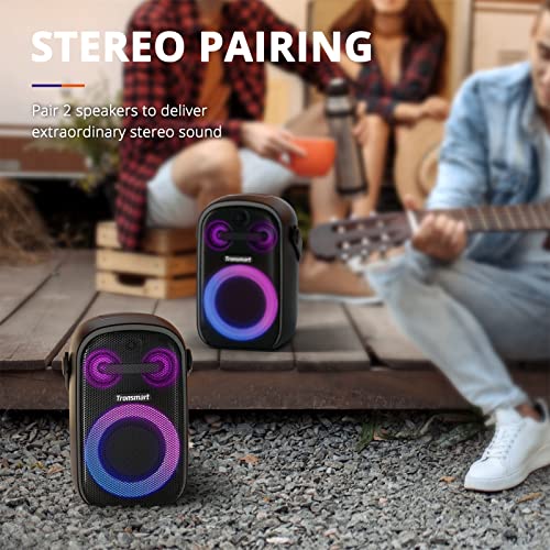 Tronsmart Bluetooth Speaker with Light, 60W Portable Speakers with Subwoofer Bass, IPX6 Waterproof for Outdoor Party, EQ via APP, Wireless Stereo Pairing, 18H Playtime, Aux/USB-Disk/Micro SD Card