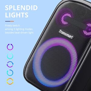 Tronsmart Bluetooth Speaker with Light, 60W Portable Speakers with Subwoofer Bass, IPX6 Waterproof for Outdoor Party, EQ via APP, Wireless Stereo Pairing, 18H Playtime, Aux/USB-Disk/Micro SD Card