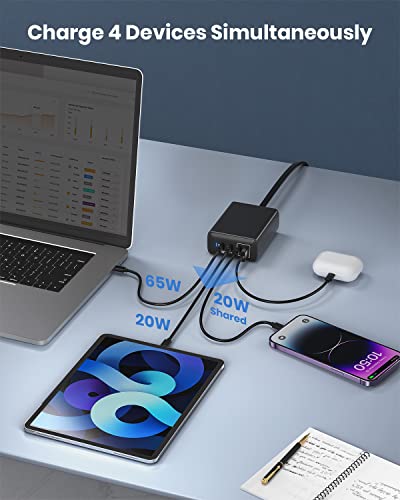 GEEKERA 100W USB C Charger - 4 Port Fast GaN III USB Charging Station 3 USB-C + USB-A, Multiport PD PPS Wall Charger Block for MacBook Pro/Air, ThinkPad, Dell XPS, Steam Deck, iPad Pro, iPhone, Galaxy