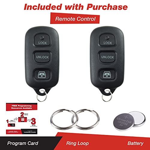 KeylessOption Keyless Entry Remote Control Car Key Fob Replacement for HYQ12BAN, HYQ12BBX, HYQ1512Y (Pack of 2)