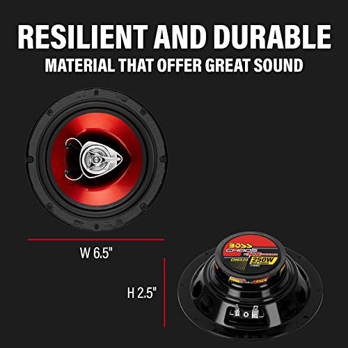 BOSS Audio Systems CH6520 Car Speakers - 250 Watts of Power Per Pair, 125 Watts Each, 6.5 Inch, Full Range, 2 Way, Sold in Pairs, Black