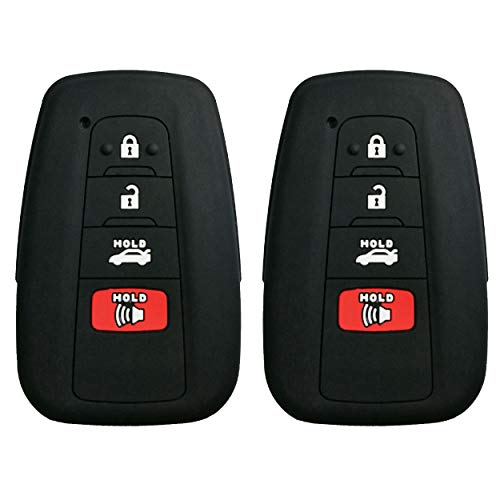 Coolbestda 2Pcs Rubber 4buttons Smart Key Fob Full Protector Remote Skin Cover Case Keyless Jacket for 2019 2020 2021 Toyota Highlander Camry Avalon C-HR Prius Corolla HYQ14FBC