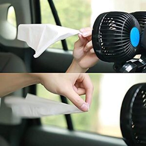 QIFUN Electric Car Fans for Rear Seat Passenger Portable Car Seat Fan, 4 Inches 12V Headrest 360° Rotatable Backseat Car Cooling Air Fan with Cigarette Lighter Plug for Vehicles, SUV, RV, Boat