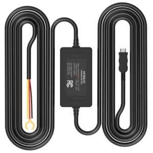 Kingslim Dash Cam Hardwire Kit - Mini USB Hard Wire Kit Fuse for D4 D5 D1 D2 PRO Dashcam, Compatible 12V-24V Vehicles Low Voltage Protection 10.5ft, Black (H01)