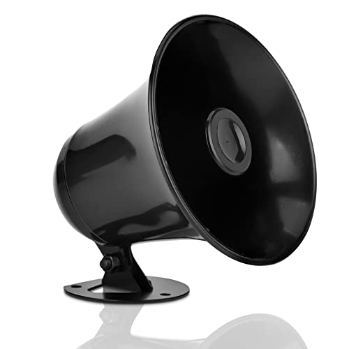 Pyramid Outdoor Trumpet Car Horn Speaker - 5” Pa Horn Speaker w/ 8 Ohms Impedance, 15 Watt Power, Adjustable Bracket, 10' Pre-Wired Cord, 3.5mm Mono - Pa Speaker for Cb Radio Car Siren System-PS5