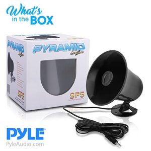 Pyramid Outdoor Trumpet Car Horn Speaker - 5” Pa Horn Speaker w/ 8 Ohms Impedance, 15 Watt Power, Adjustable Bracket, 10' Pre-Wired Cord, 3.5mm Mono - Pa Speaker for Cb Radio Car Siren System-PS5