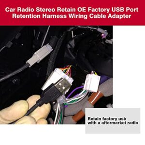 RED WOLF Car Radio Stereo Retain OE Factory USB Port Retention Harness Wiring Cable Adapter for Toyota 2012-2018, Lexus 2013-2015, Subaru 2013-2016, Honda 2015-2019