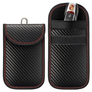 2 pack faraday key fob protector, rfid key fob protector pouch, faraday bag anti-theft rfid blocking emf cage for keyless car key