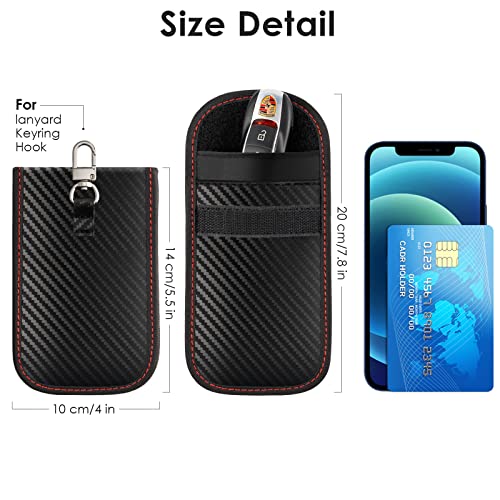 2 Pack Faraday Key Fob Protector, RFID Key Fob Protector Pouch, Faraday Bag Anti-Theft RFID Blocking EMF Cage for Keyless Car Key