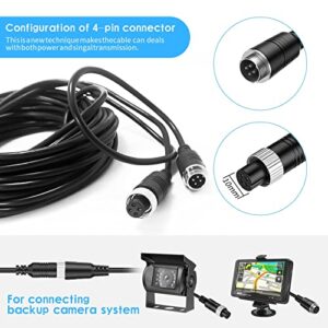 EKYLIN 32FT 10M Car Video 4-Pin Aviation Extension Cable for CCTV Rearview Camera Truck Trailer Camper Bus Vehicle Backup Monitor System Waterproof Shockproof