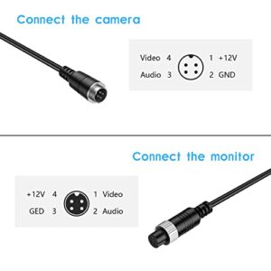 EKYLIN 32FT 10M Car Video 4-Pin Aviation Extension Cable for CCTV Rearview Camera Truck Trailer Camper Bus Vehicle Backup Monitor System Waterproof Shockproof
