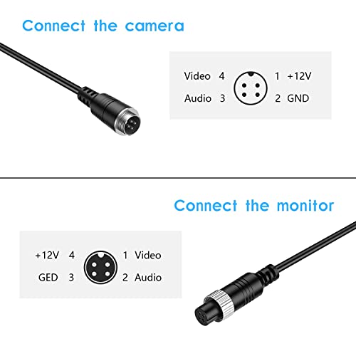 EKYLIN 32FT 10M Car Video 4-Pin Aviation Extension Cable for CCTV Rearview Camera Truck Trailer Camper Bus Vehicle Backup Monitor System Waterproof Shockproof