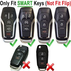 Black TPU Key Fob Cover Case Remote Holder Skin Glove for Ford Fusion F-150 Edge Explorer Mustang Lincoln MKZ MKC 3/4/5 Buttons Smart Key(NOT fit Flip/Folding key)