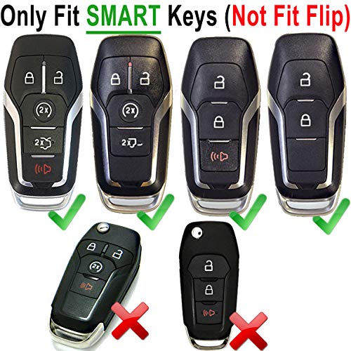 Black TPU Key Fob Cover Case Remote Holder Skin Glove for Ford Fusion F-150 Edge Explorer Mustang Lincoln MKZ MKC 3/4/5 Buttons Smart Key(NOT fit Flip/Folding key)