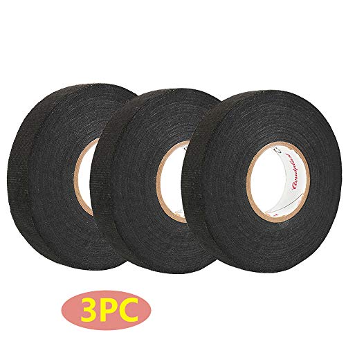 Wire Loom Harness Tape, Wiring Harness Cloth Tape, Adhesive Fabric Tape, High Temperature Resistant Automotive Wiring Harness Tape,(19 mm X 13m,3 Rolls)