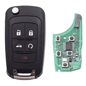 5 Buttons Keyless Remote Flip Car Key Fob Fit for Chevy Camaro 2010-2016/Chevy Cruze 2010-2016/Chevy Equinox 2010-2016/Chevy Malibu 2010-2016 FCC OHT01060512 (1)