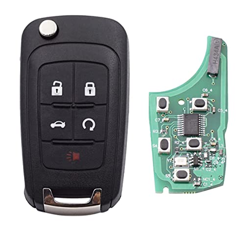 5 Buttons Keyless Remote Flip Car Key Fob Fit for Chevy Camaro 2010-2016/Chevy Cruze 2010-2016/Chevy Equinox 2010-2016/Chevy Malibu 2010-2016 FCC OHT01060512 (1)