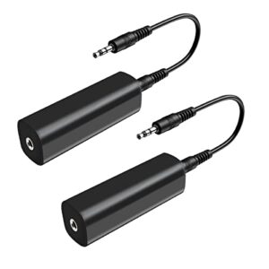 2 pcs ground loop noise isolator for car audio/home stereo system, ground loop isolator noise filter with 3.5mm audio cable
