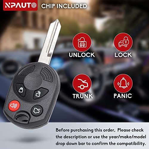 NPAUTO Key Fob Replacement for Ford Expedition Fusion Escape Focus Edge Explorer Flex Mustang Taurus Lincoln Navigator MKX Mazda Mercury Milan Sable Keyless Entry Remote Control Key Fob, OUCD6000022