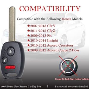 Key Fob Remote Replacement Fits Honda CR-V 2007 2008 2009 2010 2011 2012 2013/CR-Z 2011-2014 2015/Fit/Insight/Accord Coupe/Crosstour MLBHLIK-1T Keyless Entry Remote Control 35111-SWA-306(Pack of 2)