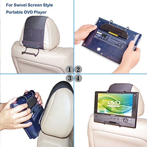 TFY Car Headrest Mount Holder for Sylvania SDVD9805 Portable DVD Player (Also fit All 7 inch - 10 inch Swivel Screen Portable DVD Player)