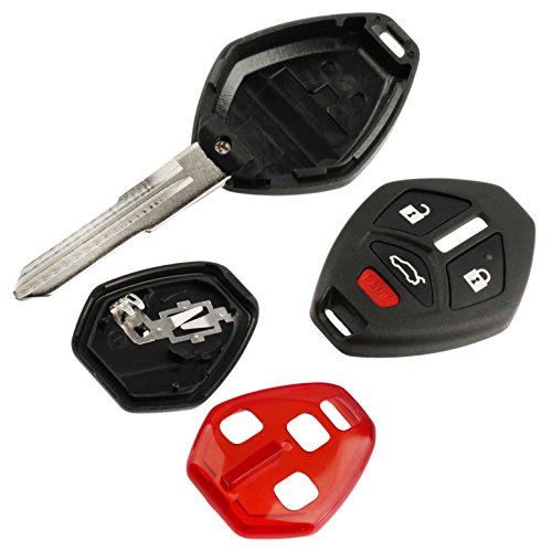 Key Fob Keyless Entry Uncut Remote Shell Case & Pad fits Mitsubishi 2007-2012 Eclipse / 2007-2012 Galant / 2007-2015 Lancer