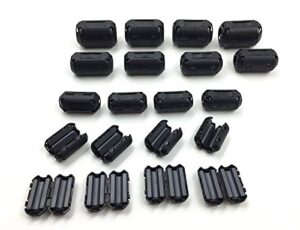 20 pcs snap on ferrite core cord ring rfi emi noise filter suppressor cable clip for 3.5mm/5mm/7mm/9mm/13mm diameter cable, black