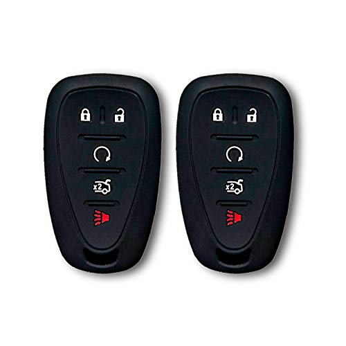 Autobase Silicone Key Fob Cover for Chevy Malibu Camaro Trax Traverse Trailblazer Sonic Blazer Cruze Volt Equinox Spark | Car Accessory for Chevrolet | Key Protection Case 2 Pcs (Black)