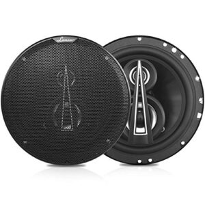 Lanzar Upgraded Standard 6.5" 3 Way Triaxial Speakers - Full Range Sound w/ 200 Watts and 4 Ohms Impedance 2” Titanium Cone Midrange 65 - 20 kHz Frequency Response and 15 Oz Magnet Structure - MX63