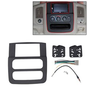 ecotric radio double din stereo dash kit w/wire harness antenna adapter for 2002-2005 dodge ram 1500 2500 3500 black-with wiring harness
