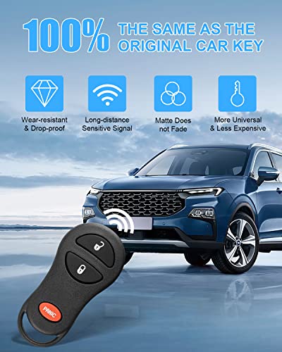 Replacement Key Fob for 2002-2005 Dodge Ram Truck 1500 2500/2001-2004 Dakota/2001-2003 Durango/2001-2003 Grand Caravan Keyless Entry Remote (GQ43VT17T), Set of 2