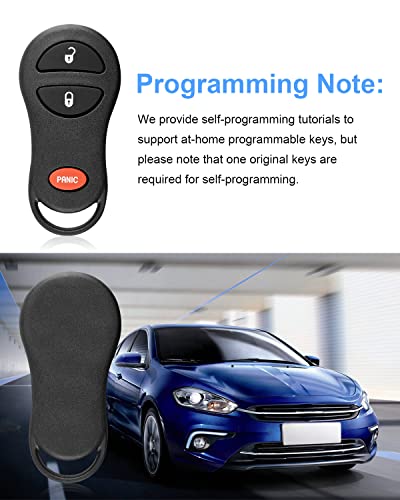 Replacement Key Fob for 2002-2005 Dodge Ram Truck 1500 2500/2001-2004 Dakota/2001-2003 Durango/2001-2003 Grand Caravan Keyless Entry Remote (GQ43VT17T), Set of 2