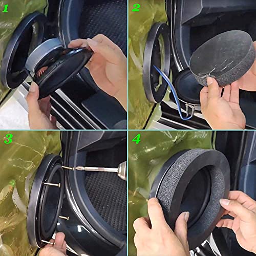 4PCS 6" 6.5" 6.75 inch Universal EVA Self Adhesive Sponge High Rebound Waterproof Car Door Speaker Foam Fast Rings Baffle Kit