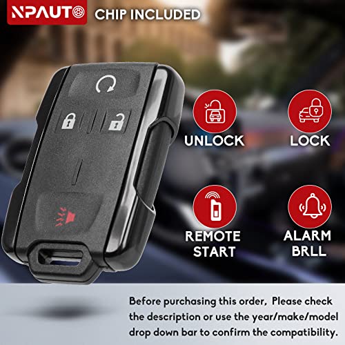 NPAUTO Key Fob Fits for Chevy Silverado GMC Sierra 1500 2500 HD 3500 HD Chevy Colorado GMC Canyon 2015 2016 2017 2018 2019 2020 2021 Keyless Entry Remote Control Start Key Fobs, M3N-32337100