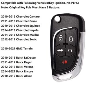 Upgraded Remote Key Fob Replacement Fits for Chevy Cruze Equinox Camaro Impala Malibu Sonic Buick Regal Verano Encore Lacrosse Allure GMC Terrain Keyless Entry Remote Start Control OHT01060512
